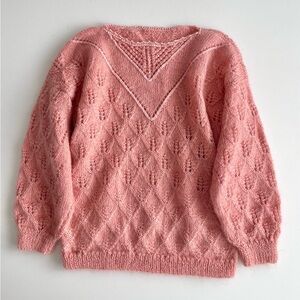 Handknit Vintage Mohair Wool Sweater in Peach